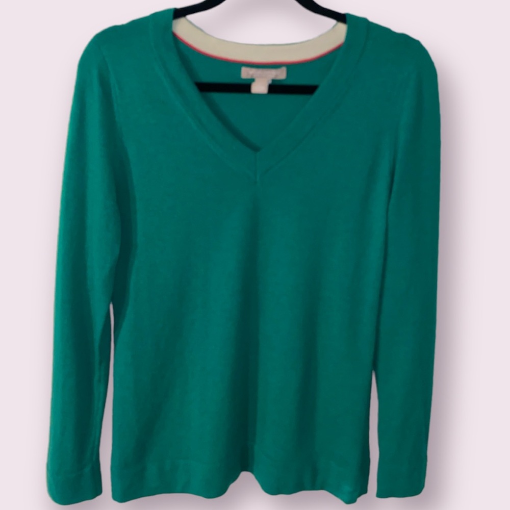 Banana Republic Wool V-Neck Sweater, Green, Size M